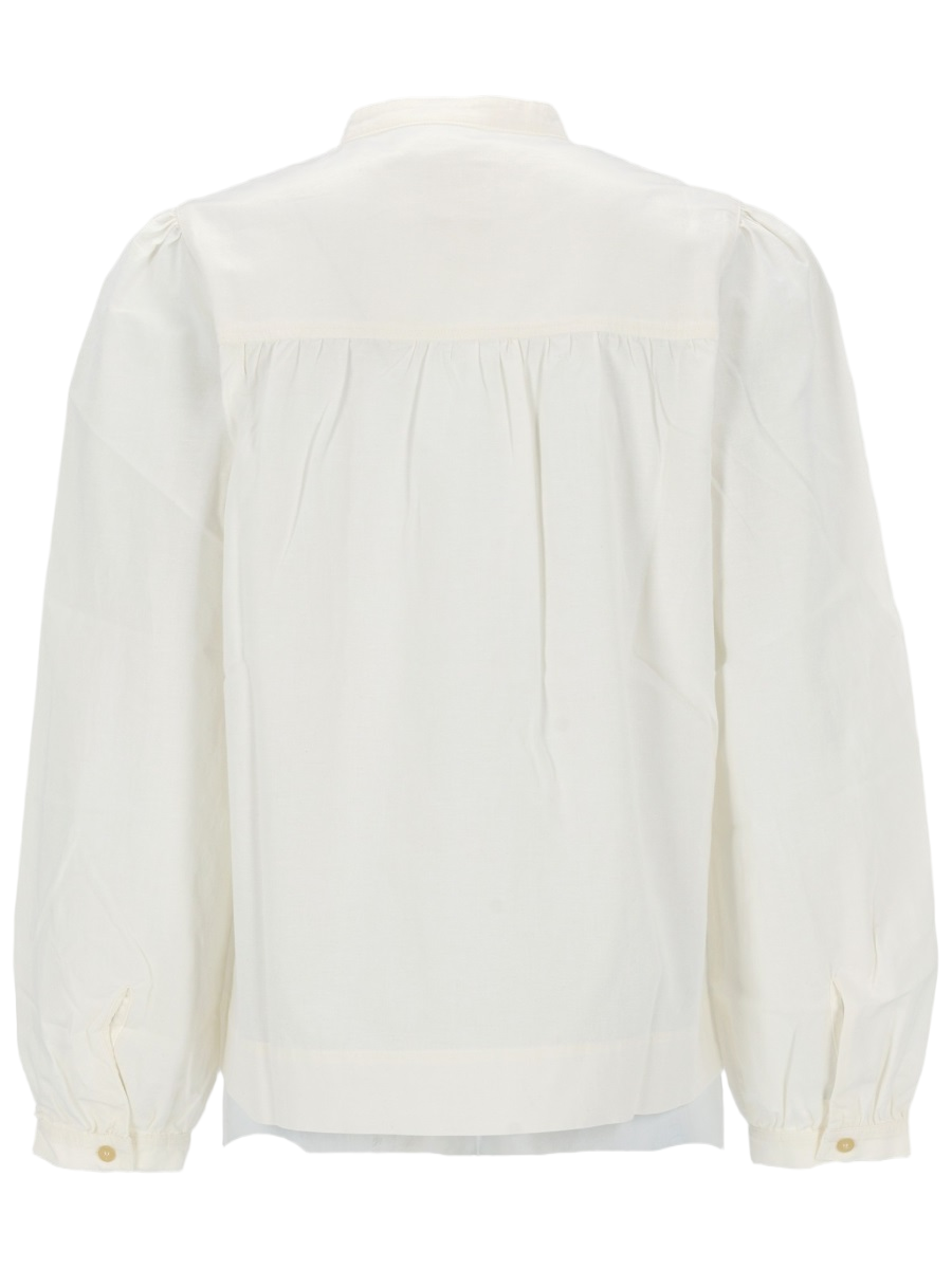 A.P.C. Neutrals Babydoll Puffed Sleeves Blouse Wit