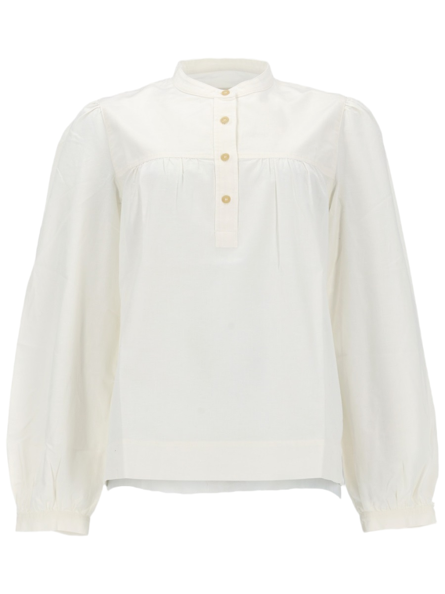 A.P.C. Neutrals Babydoll Puffed Sleeves Blouse Wit