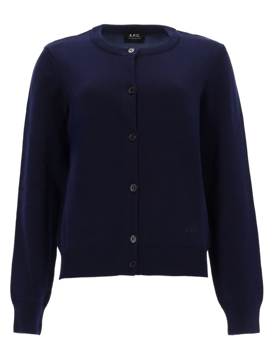 A.P.C. Neutrals Leonie Cropped Knitted Cotton Cardigan Zwart