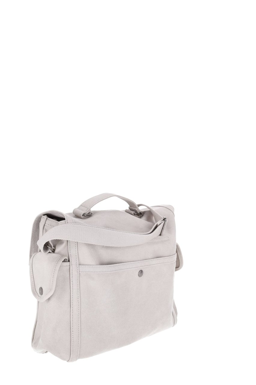 A.P.C. Grey Raw Cotton Canvas Messenger Bag Wit