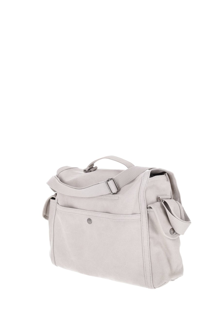 A.P.C. Grey Raw Cotton Canvas Messenger Bag Wit