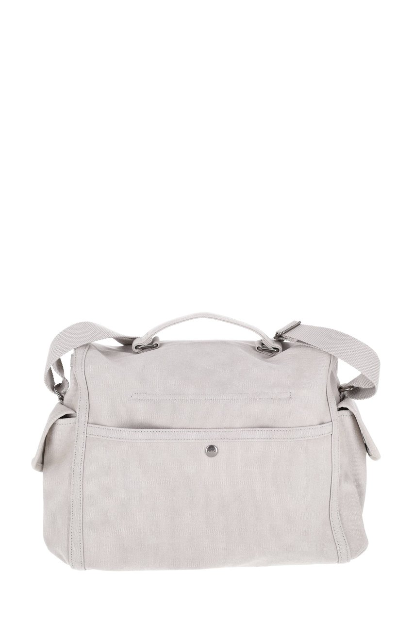 A.P.C. Grey Raw Cotton Canvas Messenger Bag Wit