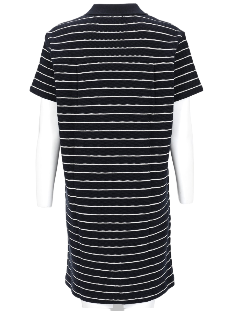 A.P.C. Striped Cotton V-Neck Polo Dress Zwart