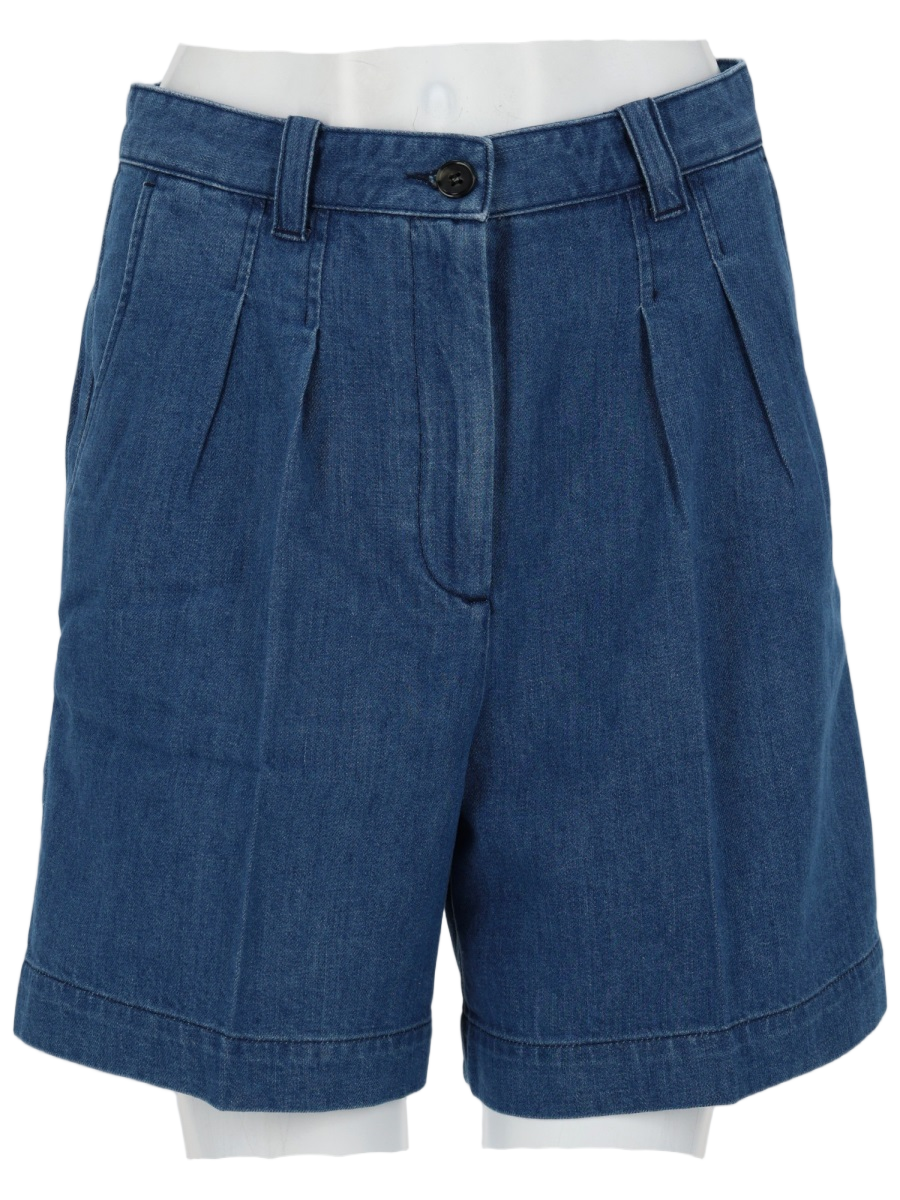 A.P.C. Nola Medium Blue High Waist Shorts Groen