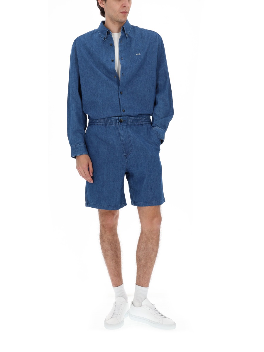 A.P.C. Mathias Premium Denim Boxy Shirt Blauw