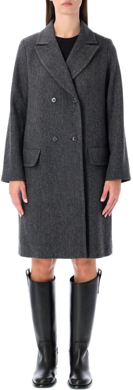 A.P.C. Ginny Db Coat Wool Chevron Grigio Grijs