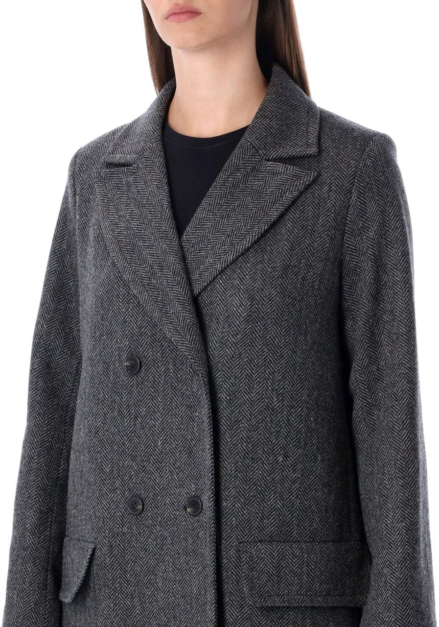 A.P.C. Ginny Db Coat Wool Chevron Grigio Grijs