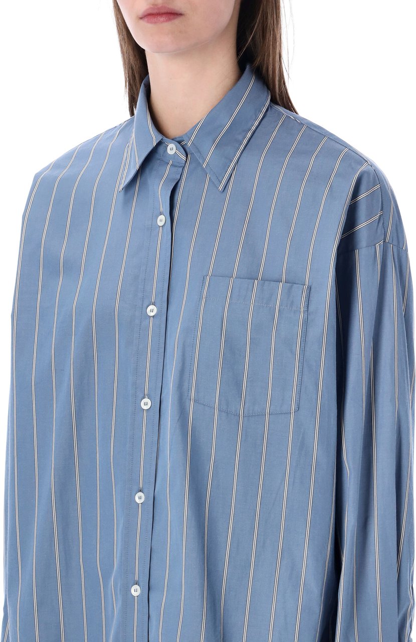 A.P.C. Chemise Stripes Steel Blue Blauw