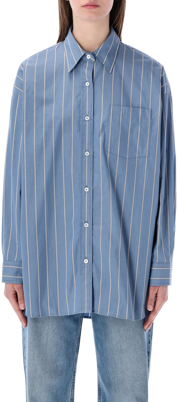 A.P.C. Chemise Stripes Steel Blue Blauw