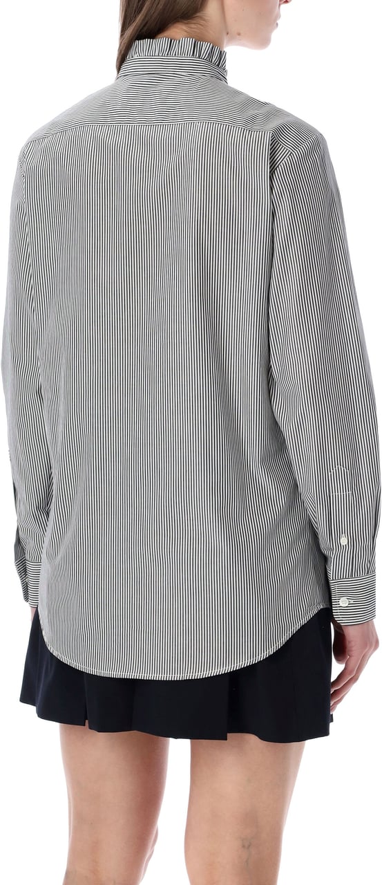 A.P.C. Frill Collar Shirt Black Stripes Zwart