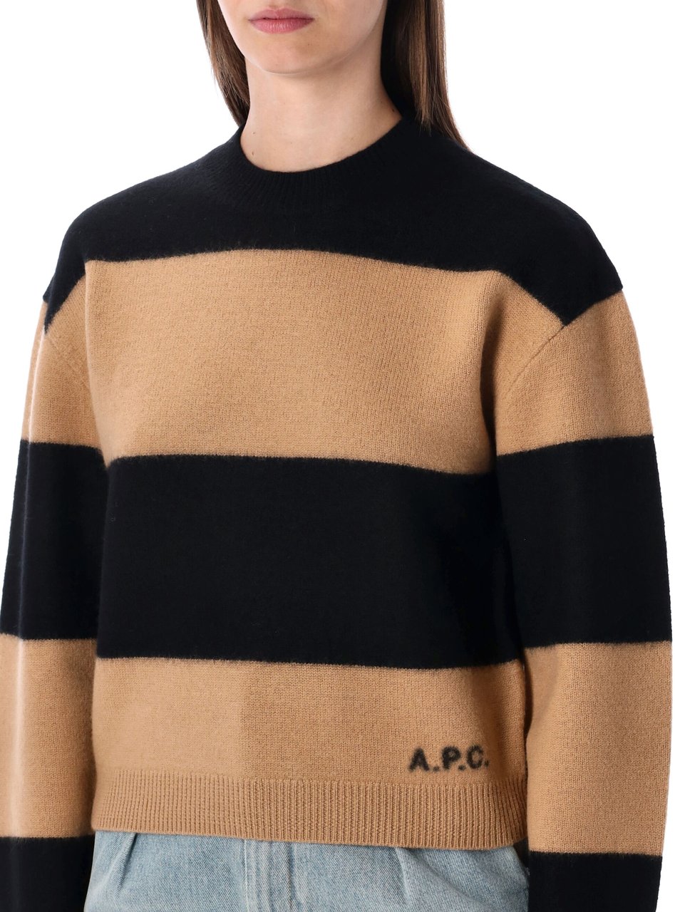 A.P.C. Penny Stripe Knit Camel Black Zwart
