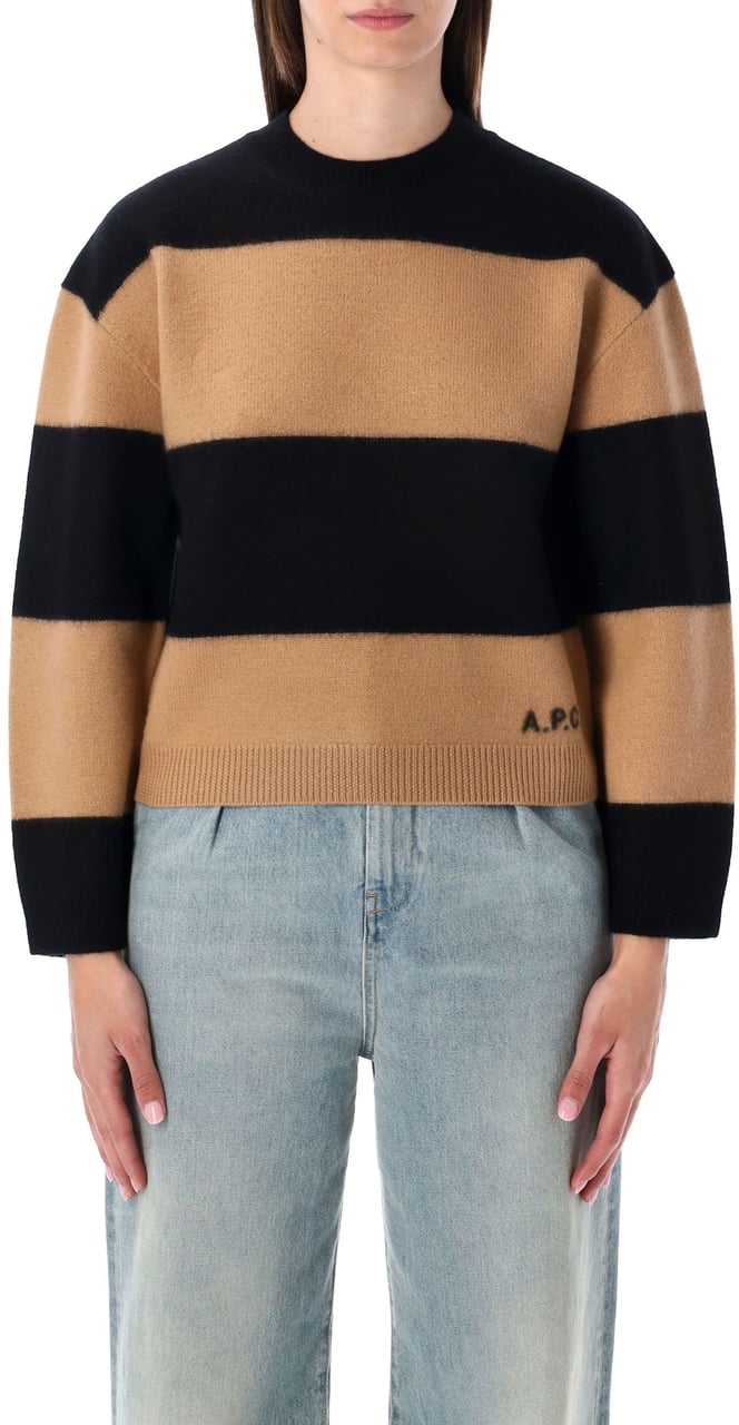 A.P.C. Penny Stripe Knit Camel Black Zwart