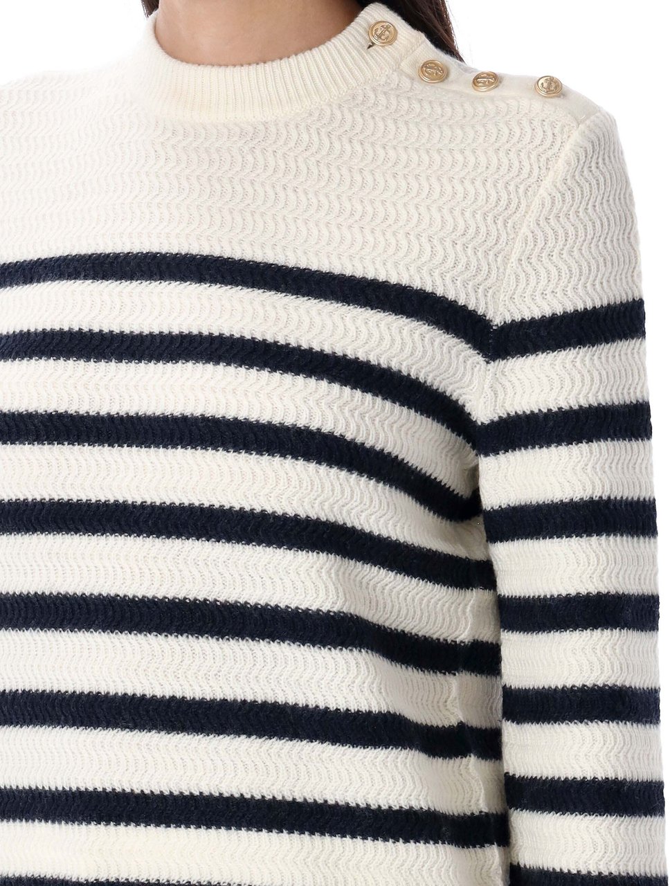 A.P.C. Pull Lea Striped Ecru Dark Navy Stripe Navy