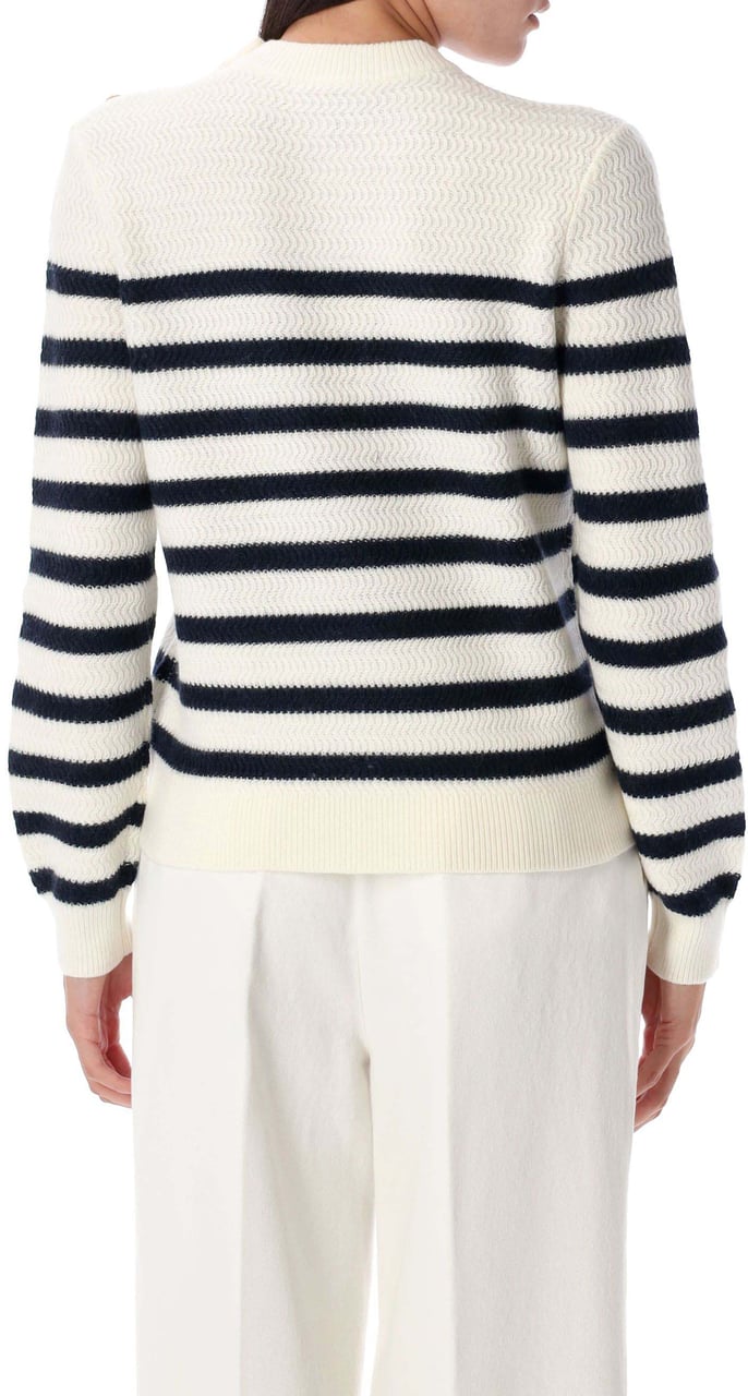 A.P.C. Pull Lea Striped Ecru Dark Navy Stripe Navy