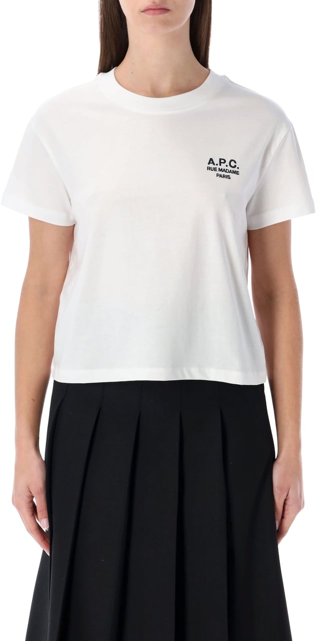 A.P.C. Tshirt Boxy Rue Madame White Dark Navy Blauw