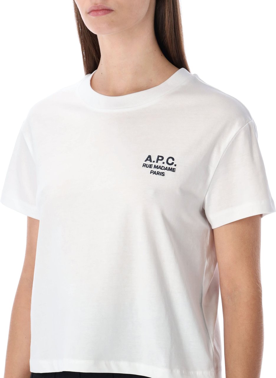 A.P.C. Tshirt Boxy Rue Madame White Dark Navy Blauw