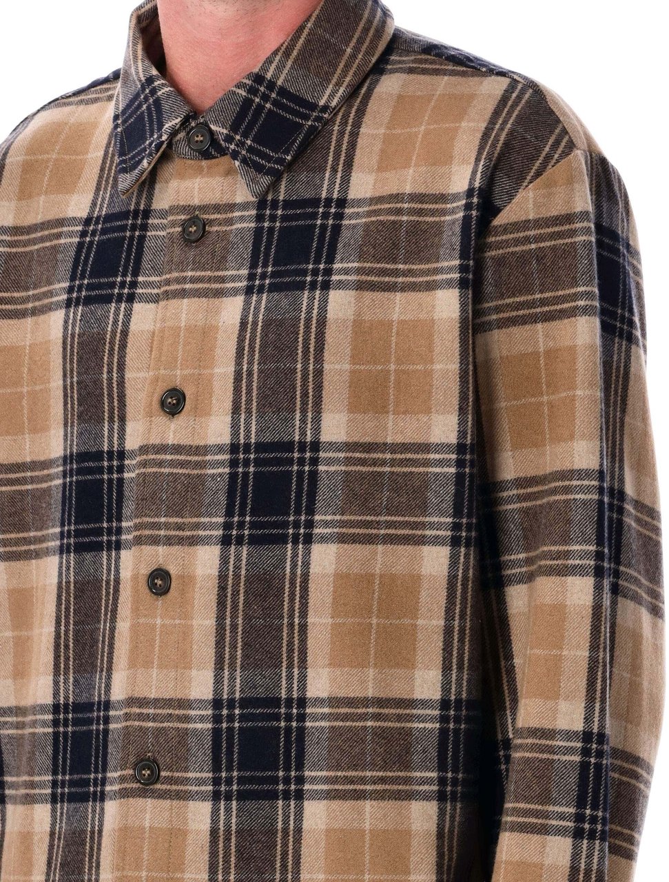 A.P.C. Bobby Shirt Beige Dark Navy Beige
