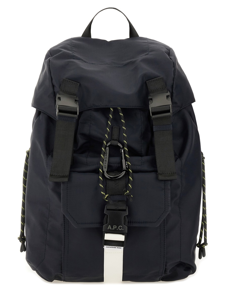 A.P.C. Hiking Flap Top Dual Buckle Backpack Zwart