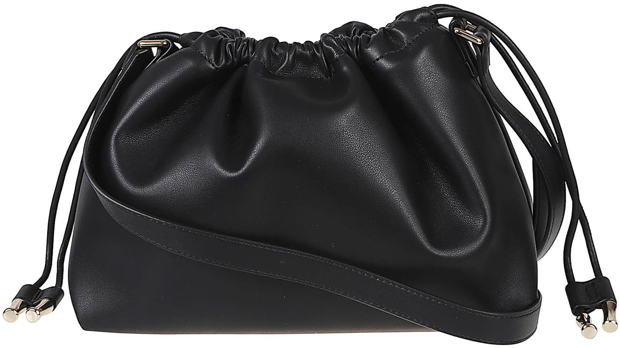 A.P.C. Recycled Vegan Leather Shoulder Bag with Drawstring Closure Zwart