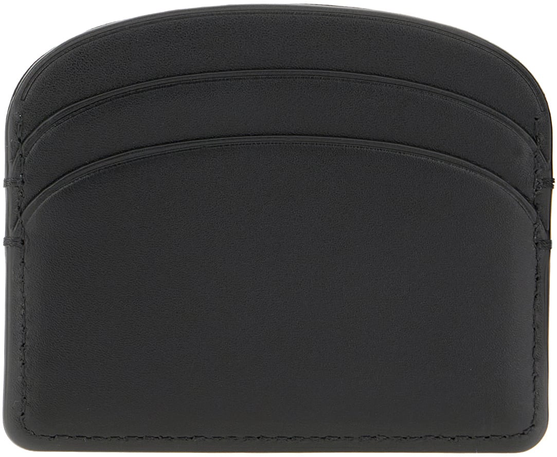 A.p.c. Black leather card holder Zwart