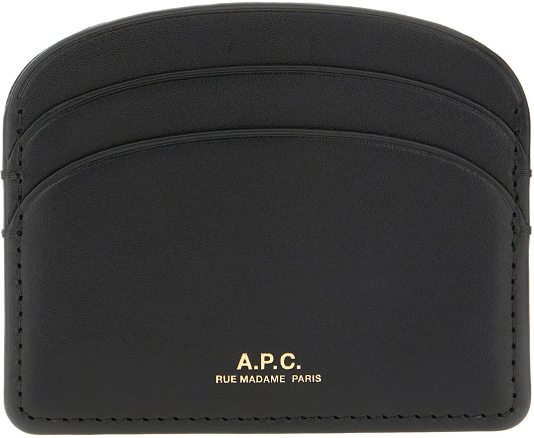 A.p.c. Black leather card holder Zwart
