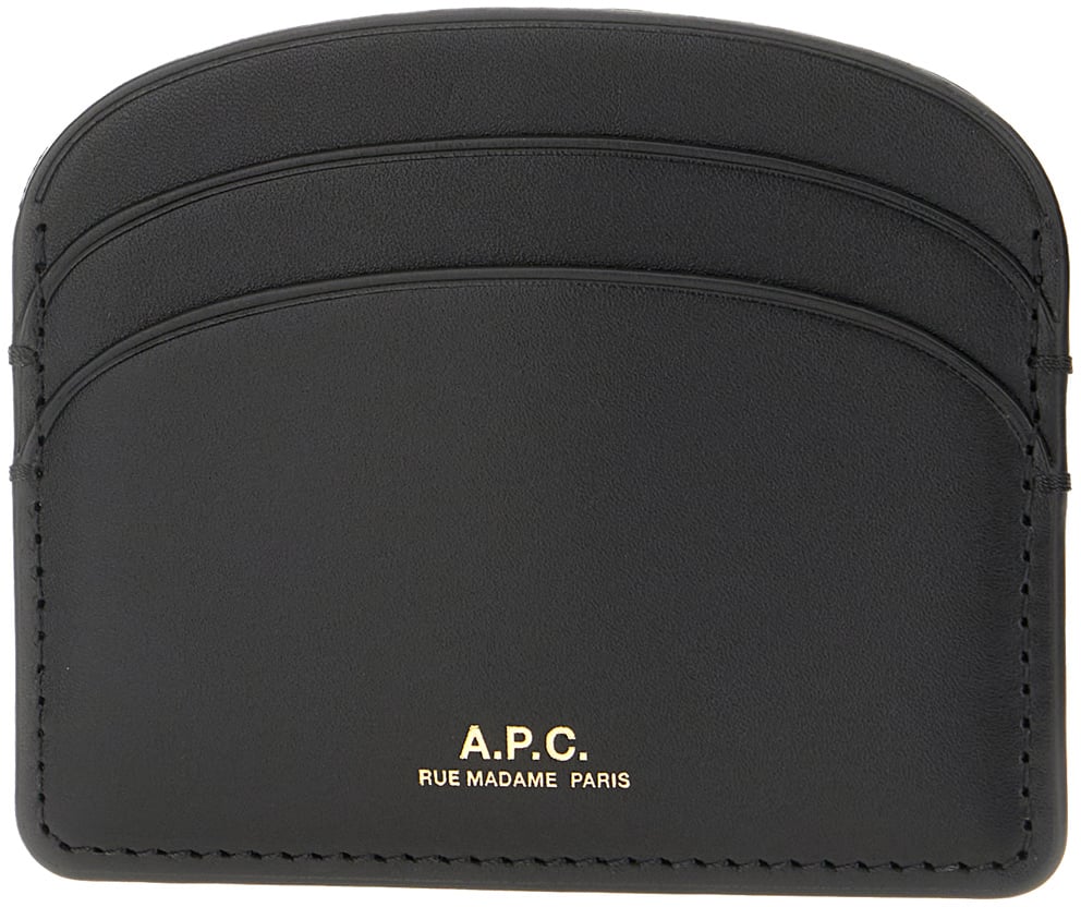 A.p.c. Black leather card holder Zwart