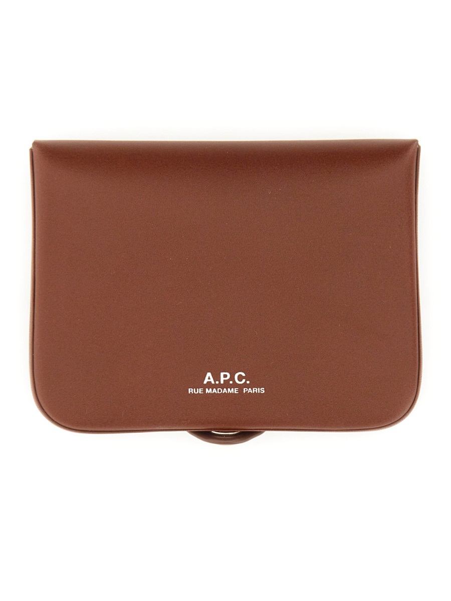 A.P.C. Josh Compact Leather Coin Wallet Bruin