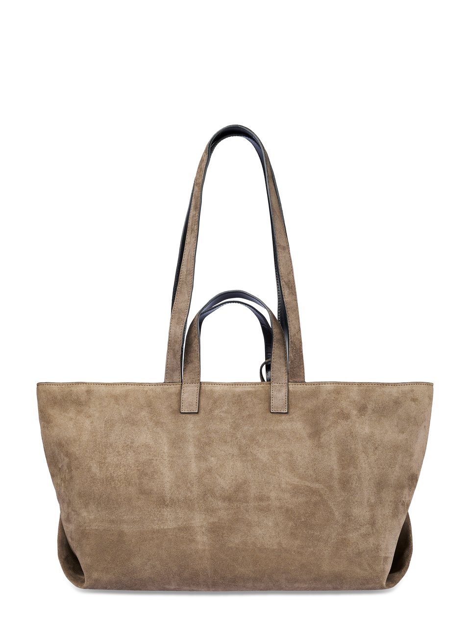 A.P.C. Structured Suede Leather Tote Bag with Gold Accents Bruin