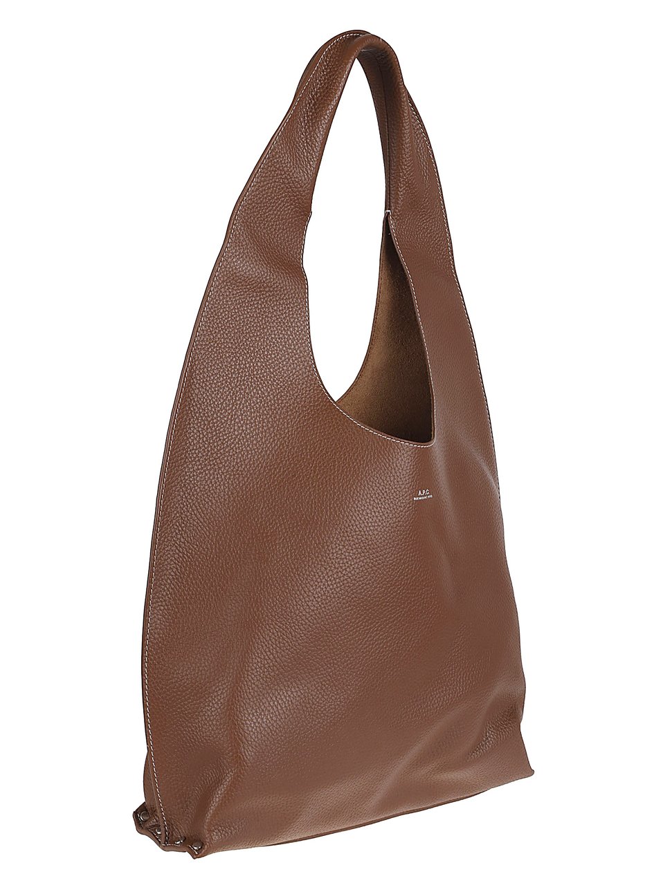 A.P.C. Pebbled Leather Shoulder Bag with Subtle Stud Detailing Bruin