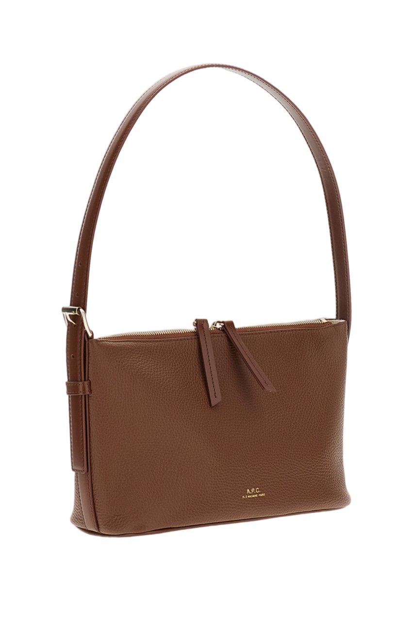 A.P.C. Brown Vera Grained Leather Shoulder Bag Bruin