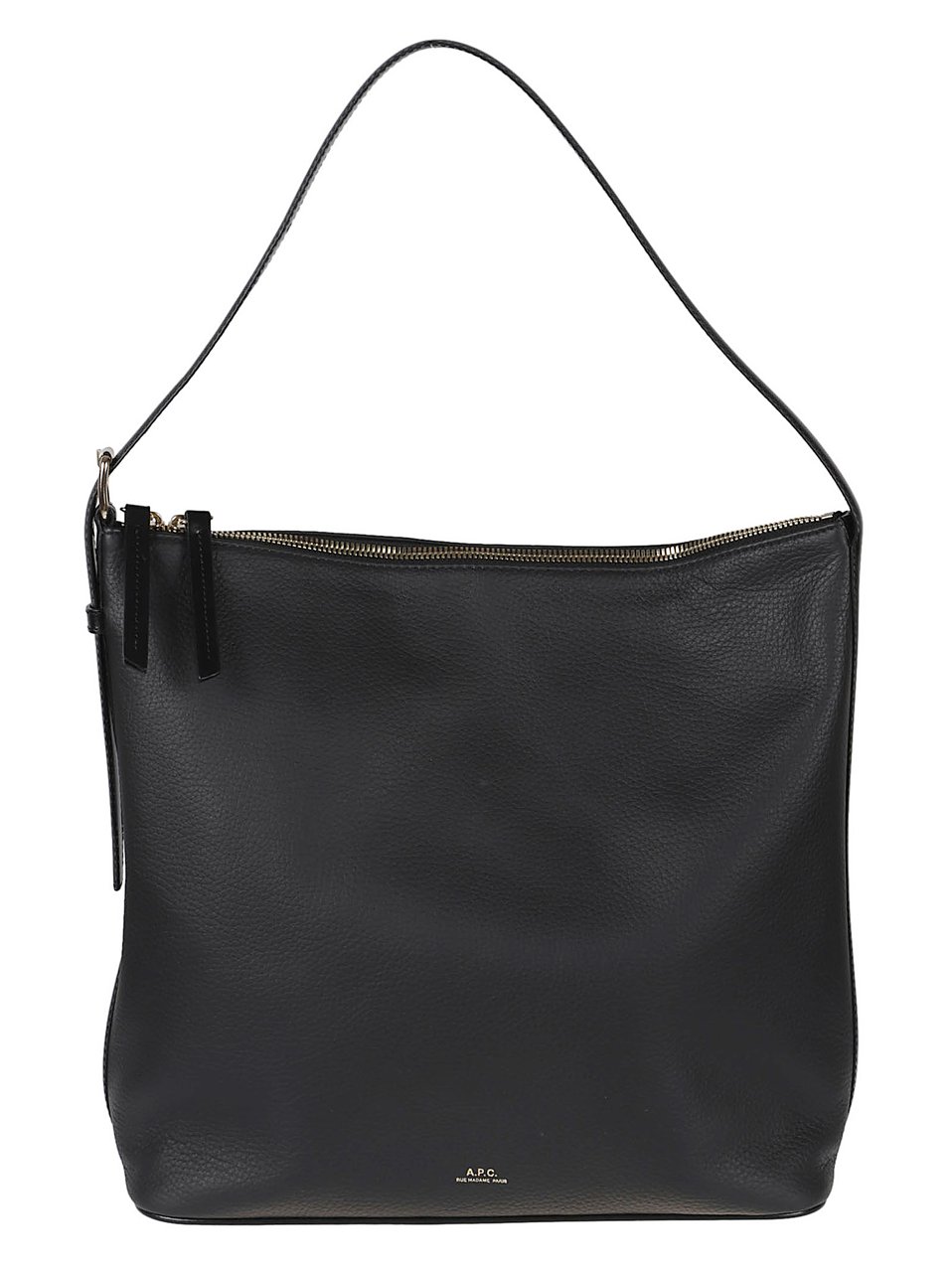 A.P.C. Black Leather Mixed Texture Shoulder Bag Zwart