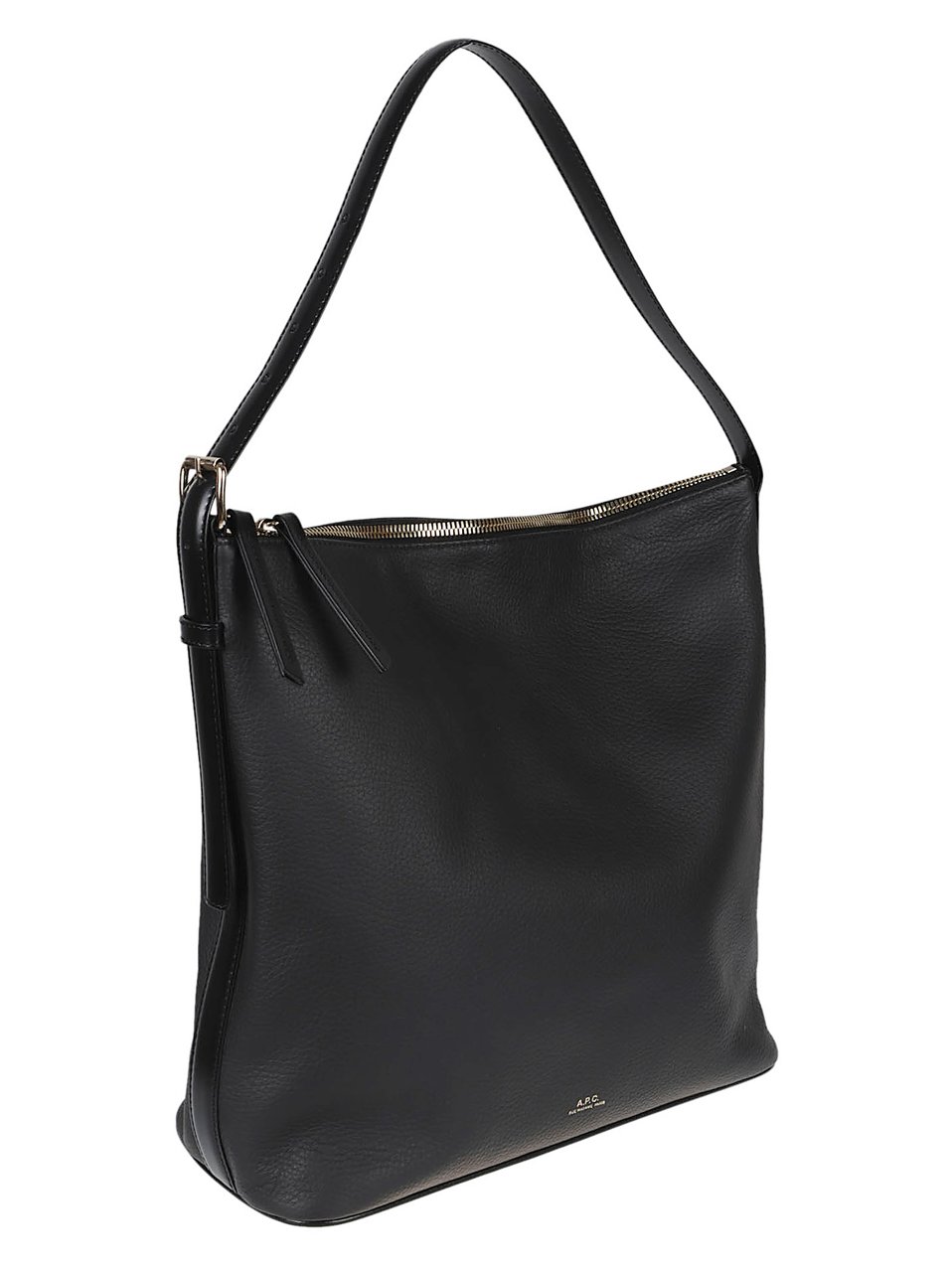 A.P.C. Black Leather Mixed Texture Shoulder Bag Zwart