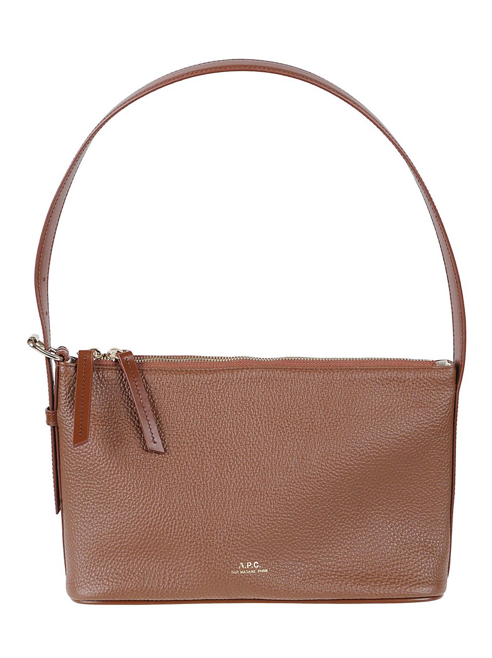 A.P.C. Black Pebbled Leather Zip Shoulder Bag Bruin