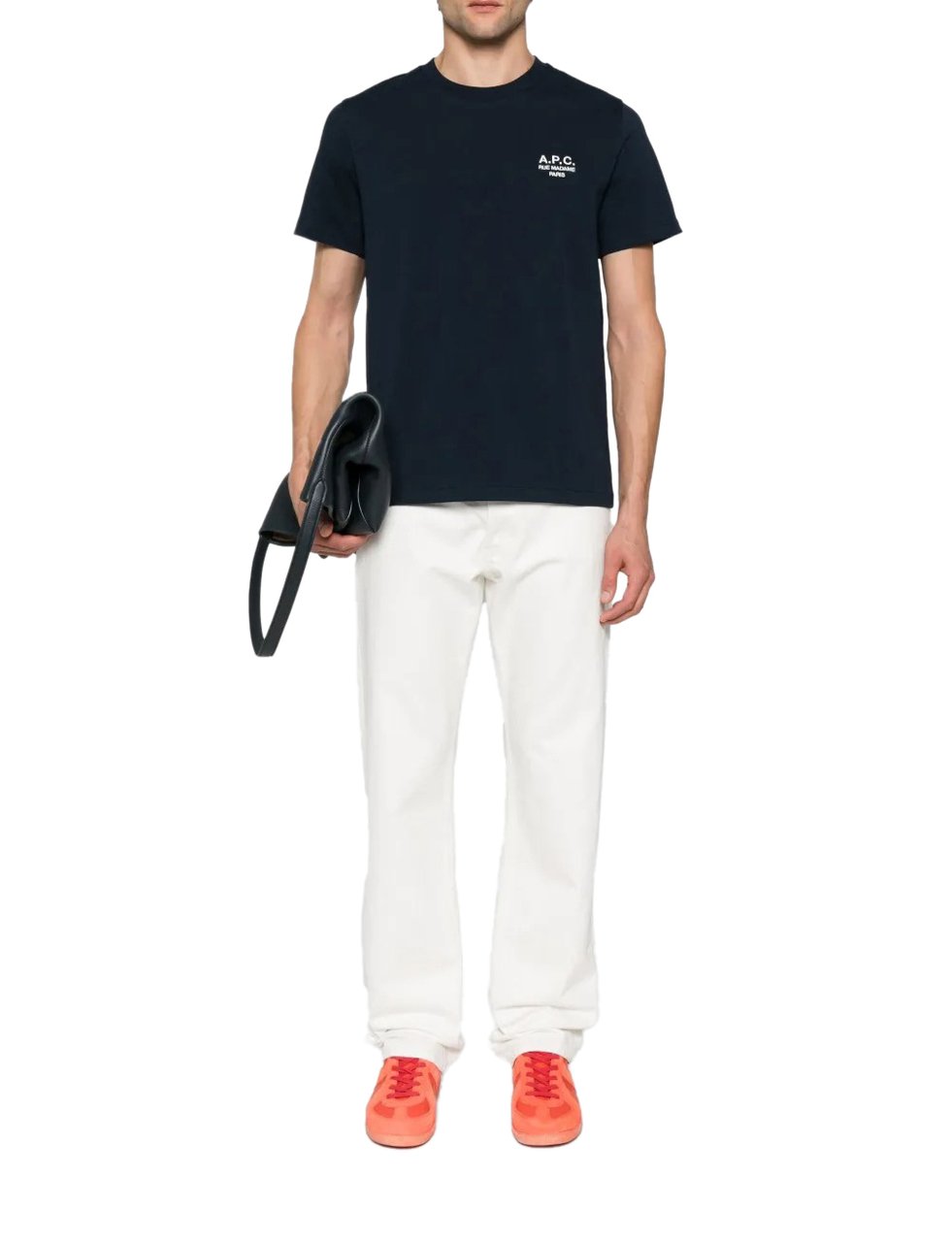 A.P.C. t shirt a p c standard rue madame coton dark navy ecru Blauw