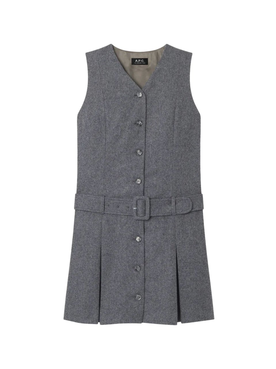 A.P.C. Sandra Tailored Pleated Midi Dress Grijs