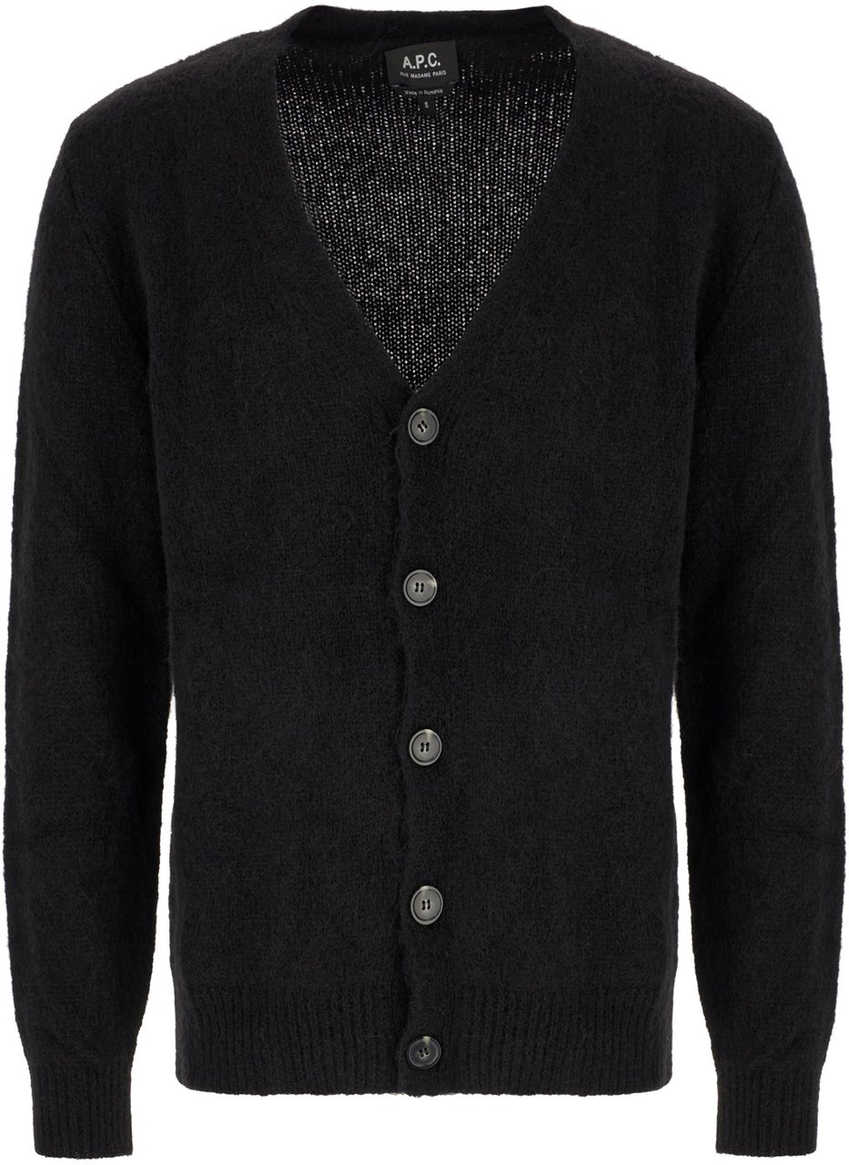 A.P.C. A.P.C. Grey wool blend cardigan Zwart