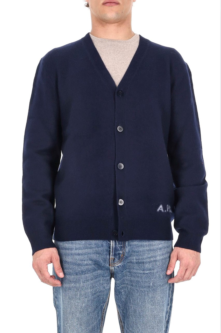 A.P.C. Pure Wool Logo Cardigan Zwart