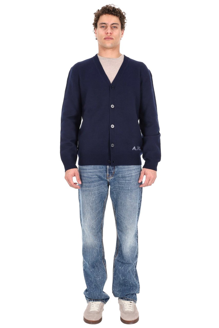 A.P.C. Pure Wool Logo Cardigan Zwart