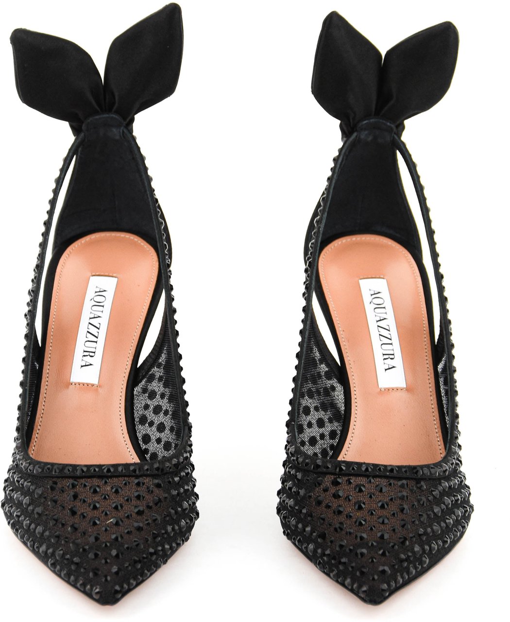 Aquazzura Bow Tie Crustal Tule 95 Zwart