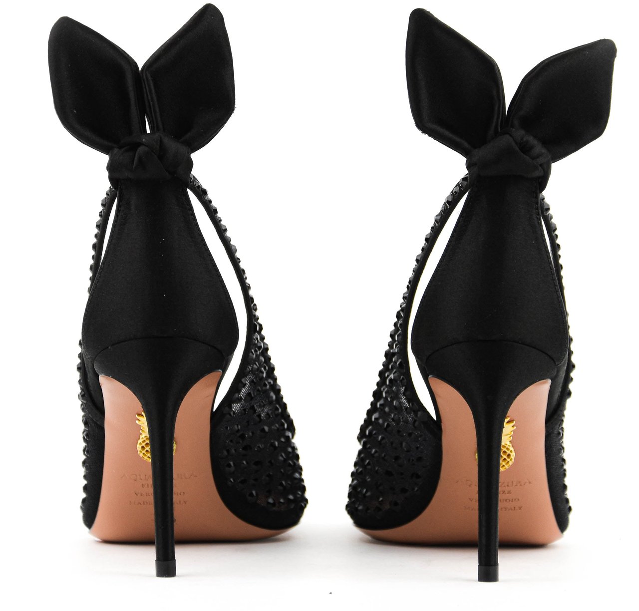 Aquazzura Bow Tie Crustal Tule 95 Zwart