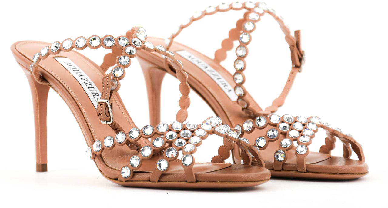Aquazzura Tequila Sandal 85 Powder Pink Beige