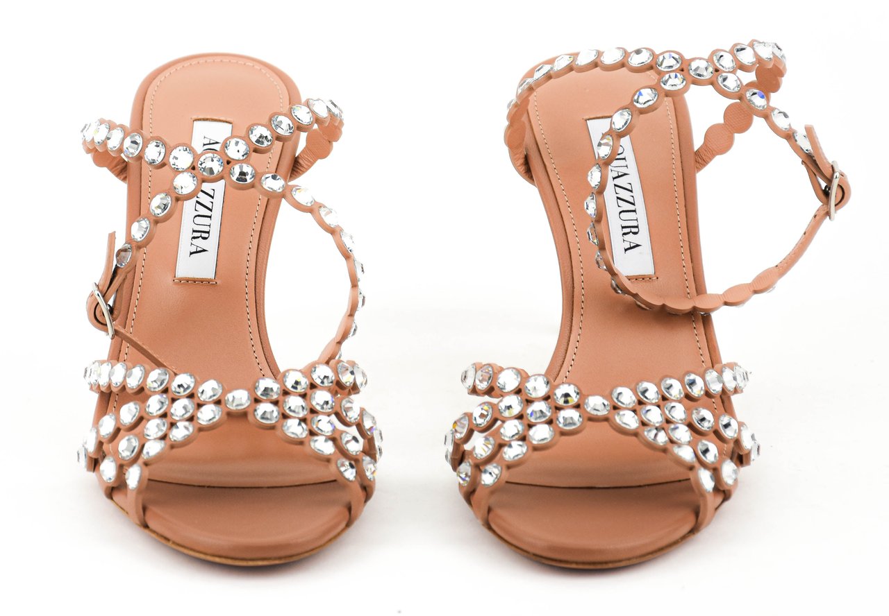 Aquazzura Tequila Sandal 85 Powder Pink Beige