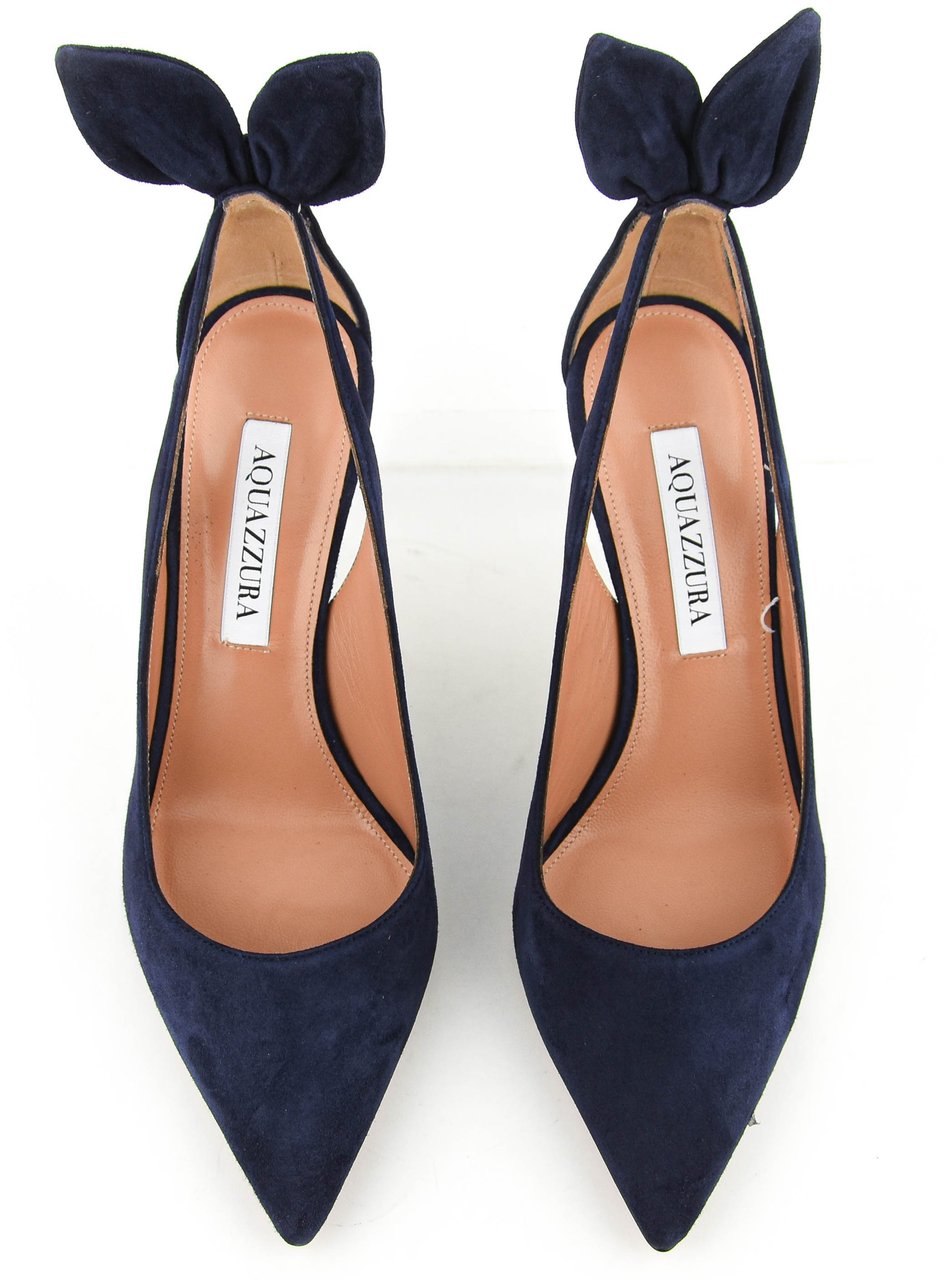 Aquazzura Bowtie Pump 85 Blue Blauw