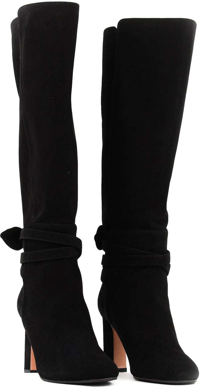 Aquazzura Very Bowtie Boot 85 Black Suede Zwart