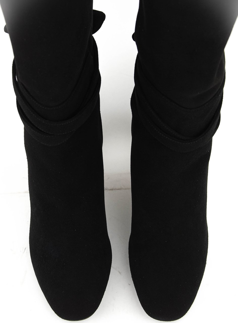 Aquazzura Very Bowtie Boot 85 Black Suede Zwart