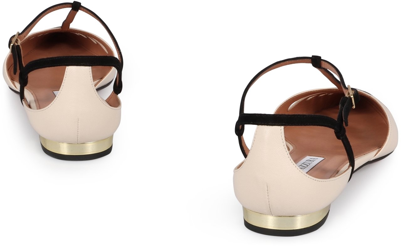 Aquazzura Camille leather ballet flats Zwart