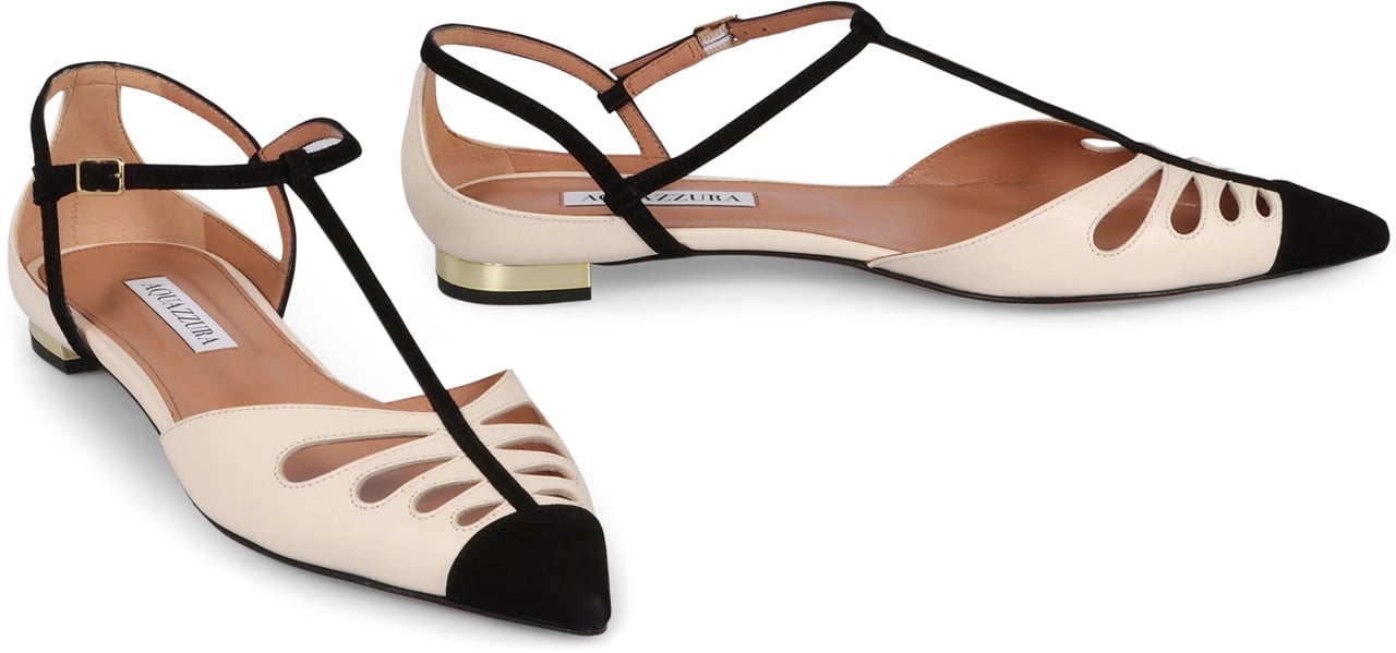Aquazzura Camille leather ballet flats Zwart