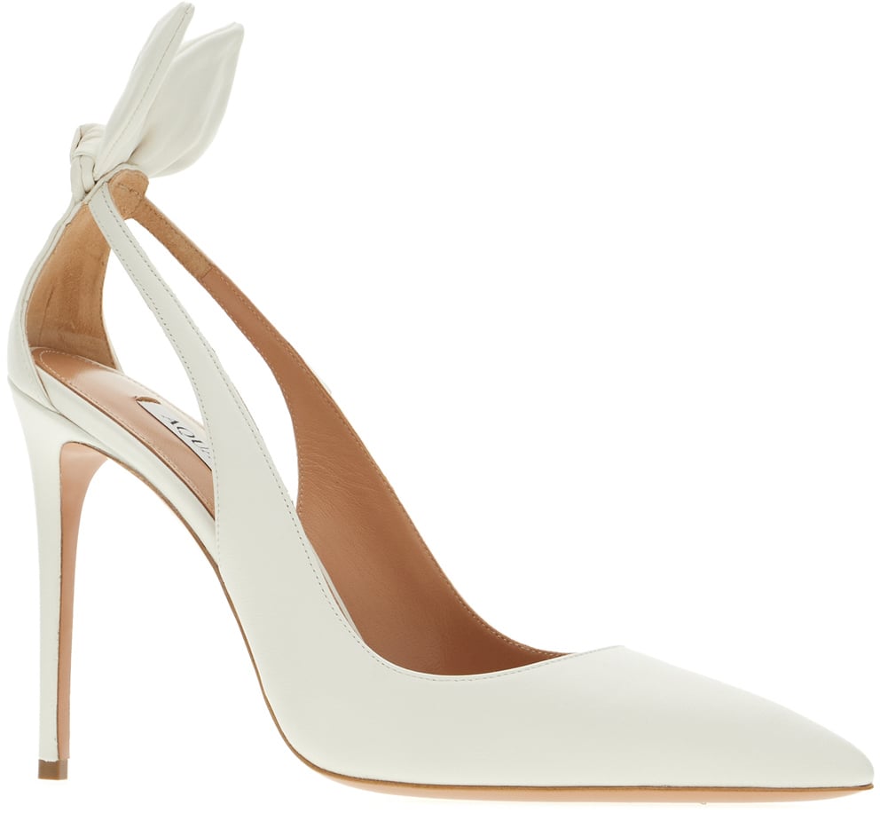 Aquazzura Sand leather Bow Tie pumps Wit
