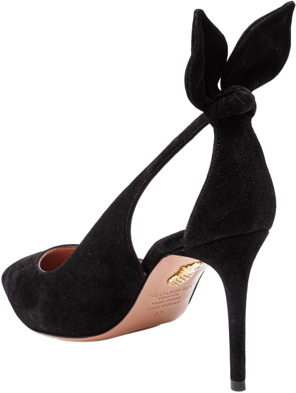 Aquazzura Aquazzura bow tie pump 85 in black suede Zwart