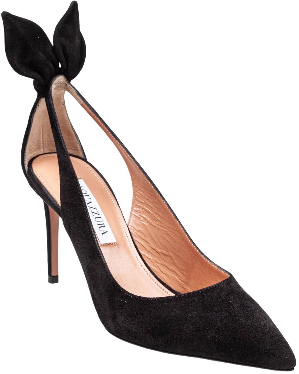Aquazzura Aquazzura bow tie pump 85 in black suede Zwart